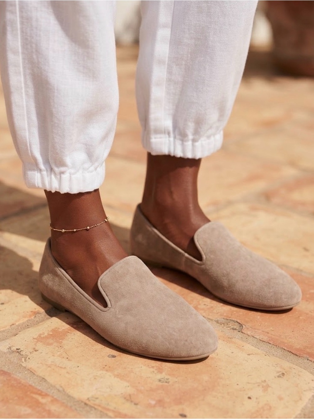 Birdies the Starling Suede Loafers with Quilted Insole Beige size 7